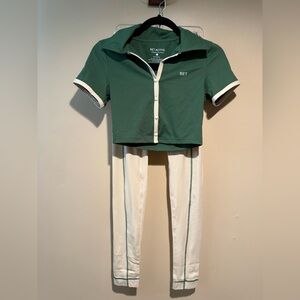 SET Active Green and White Leggings